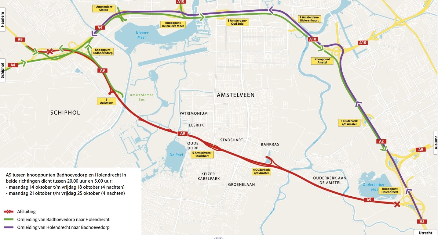 Kaartje met omleidingsroute